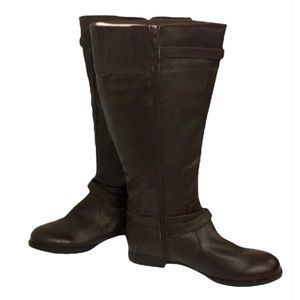 NWT Wide Calf Genuine Leather Boots Dark Brown 7.5W